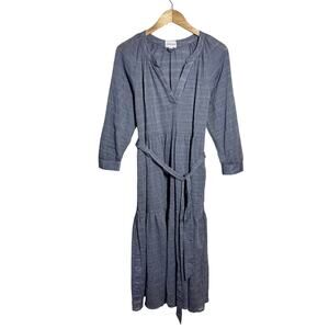 Felicite Cotton Puff Sleeve Maxi Dress Women XS Blue Cottagecore Peasant Boho